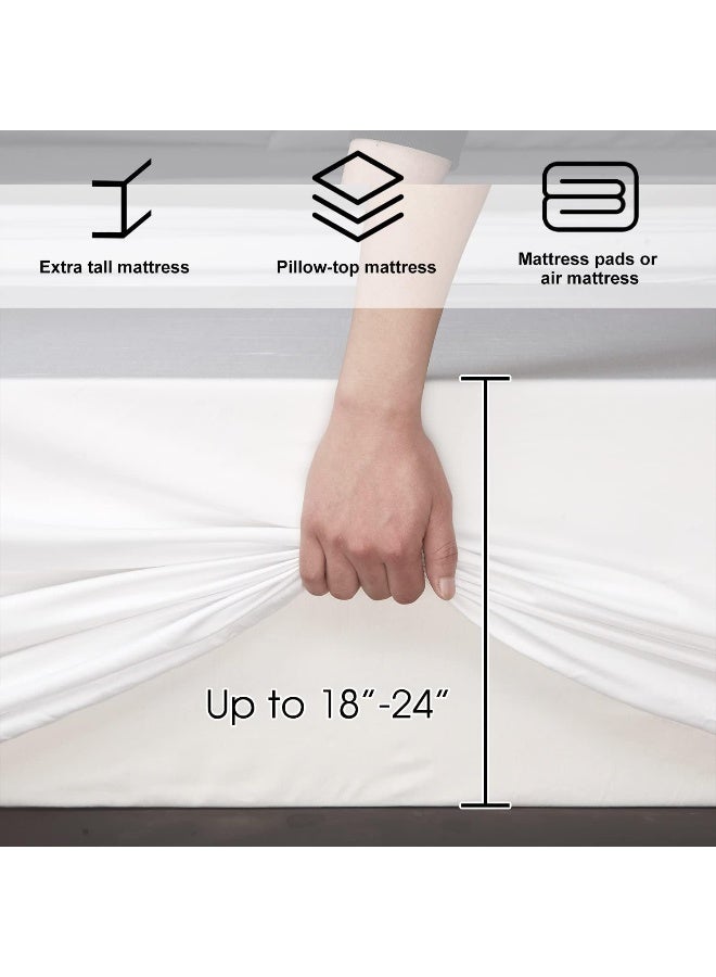 HYPREST Queen Sheets, Rayon Derived from Bamboo, Extra Deep Pocket, White, 4 Piece Set, Fits 18"-24" Mattresses - Image 5